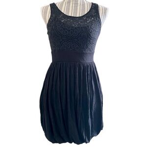 Twenty One Sleeveless Crochet Top Skater Dress, Black, Size SP